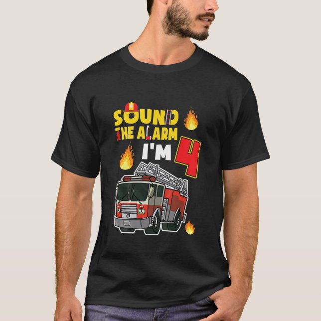 T-shirt Enfants Son L'alarme Je suis 4 Petit Pompier 4Rd (Devant)