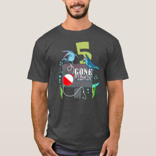 T-shirt Enfants sont partis Fish' 5 Anniversaire Mosasauru
