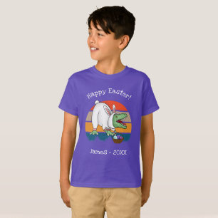 T-shirt Enfants T-Rex en costume lapin de Pâques Nom de la