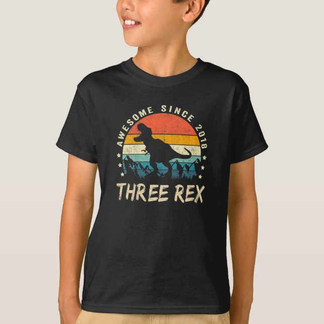 T-shirt Enfants Trois Rex 3e Anniversaire Chemise Troisièm (Devant)