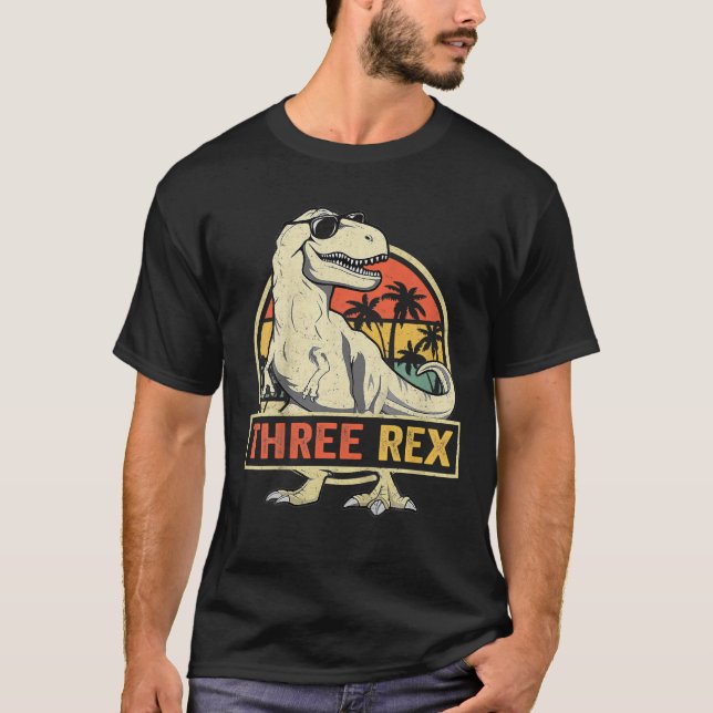 T-shirt Enfants Trois Rex 3E Anniversaire Troisième Dinosa (Devant)