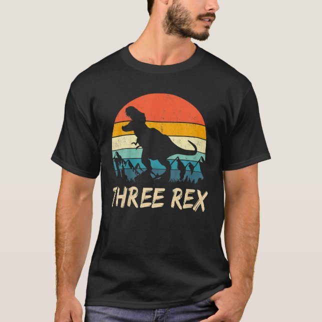 T-shirt Enfants Trois Rex 3E Anniversaire Troisième Dinosa (Devant)