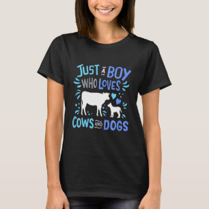 T-shirt Enfants Vache Chien Juste Un Garçon Qui Aime Les V
