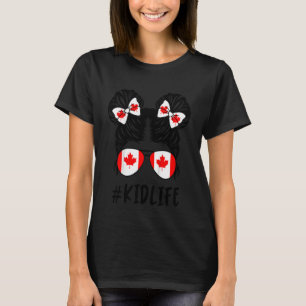 T-shirt Enfants Vie Enfant Messy Bun Girl Happy Canada Day