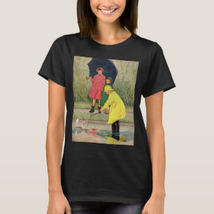 T-shirt Enfants Vintage Jouant dans les Flaques "Une Journ