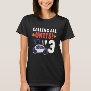 T-shirt Enfants voiture de police 3e anniversaire 3 ans An