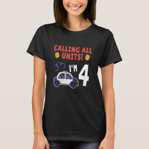 T-shirt Enfants voiture de police 4e anniversaire 4 ans An