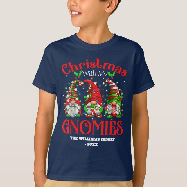 T-shirt Enfin Noël Avec Mes Gnomes Famille Noël (Devant)