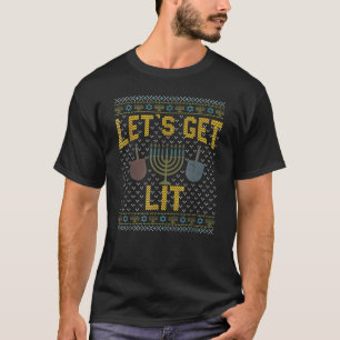 T-shirt Enflammons-Nous En Buvant Un Pull D'Hanoukka Laid