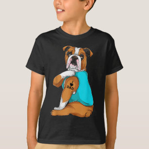 T-shirt English Bulldog I Love Dad Tattoo Apparel, Dog Dad