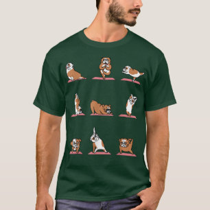 T-shirt English Bulldog Yoga Puppy Yoga Poses and Meditati