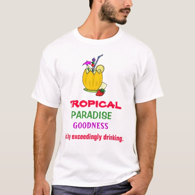 T-shirt ENGRISH : paradis tropical = buvant de l'alcool ! (Devant)