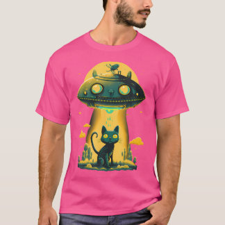 T-shirt Enlèvement d'Alien Drôle Chat Ufo Uap