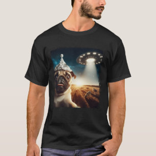 T-shirt Enlèvement drôle de Pug par un selfie d'OVNI hilar