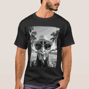 T-shirt Énorme fou rire de poulet selfie vacances d'été