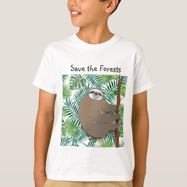 T-shirt Enregistrer l'Escalade Forêts Sloth dans un arbre (Devant)