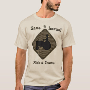 T-shirt Enregistrer une balade à cheval sur un tracteur