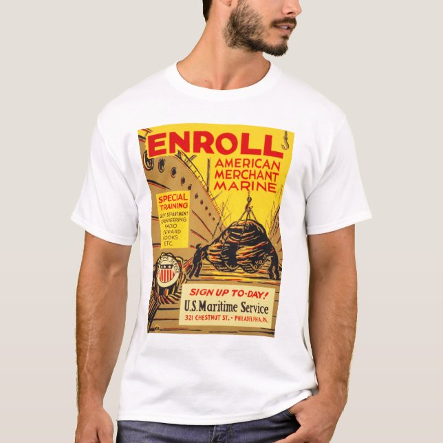 T-shirt ENROULEMENT DE LA MARINE AMÉRICAINE US Maritime (Devant)