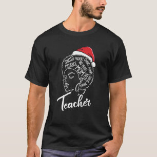 T-shirt Enseignant Afro Christmas X Mas Pajama Black Pride