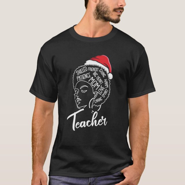 T-shirt Enseignant Afro Noël X Mas Pyjama Fierté Noire Me (Devant)