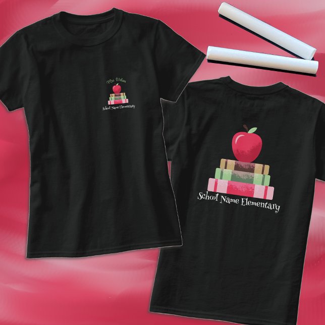 T-shirt enseignant avec nom d'école (Front and back view)