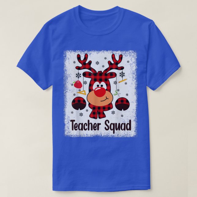 T-shirt Enseignant Bleu Squad Reindeer Buffalo Enseignant  (Design devant)