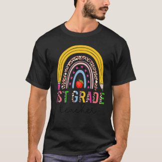 T-shirt Enseignant de 1ère année de retour à l'école Rainb