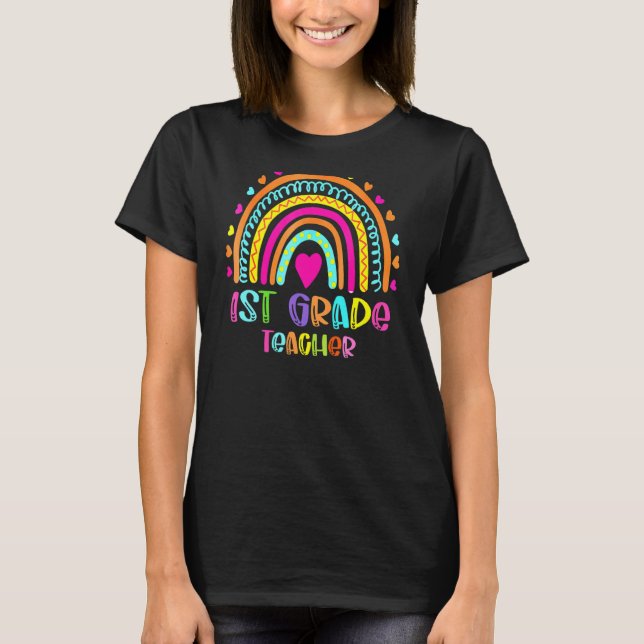 T-shirt Enseignant de 1ère année Rainbow Retour à l'école (Devant)