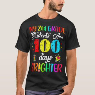 T-shirt Enseignant de 2e année 100 jours plus lumineux 100