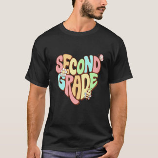 T-shirt Enseignant de 2e année Élève Groovy Rétro Retour à