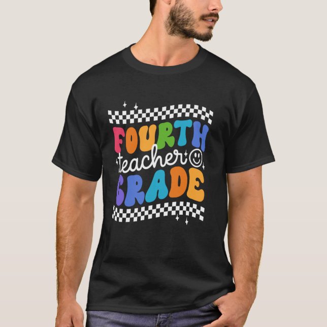 T-shirt Enseignant de 4e année Premier jour de l'école Ret (Devant)