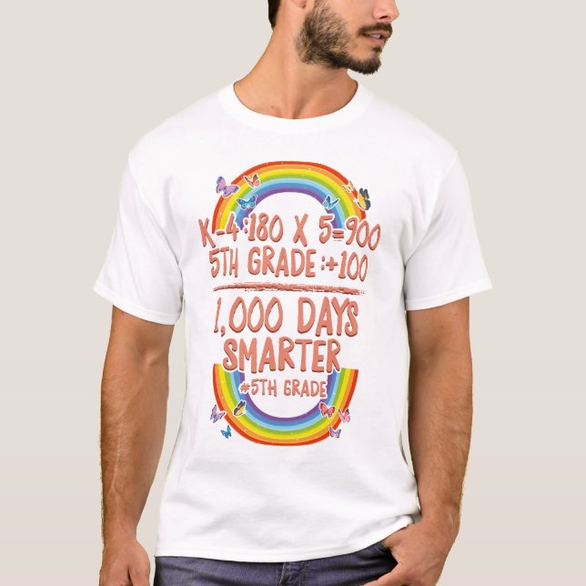 T-shirt Enseignant de 5e année 1000 Jours plus intelligent (Devant)