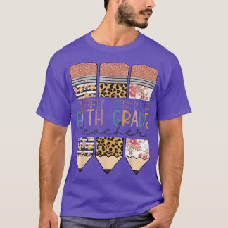 T-shirt Enseignant De 5E Année Drôle Leopard Crayon Retour