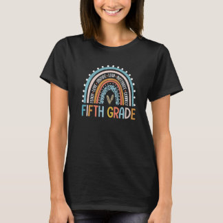 T-shirt Enseignant de 5e année Leopard Arc-en-ciel 5e anné
