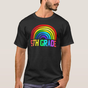 T-shirt Enseignant de cinquième année Léopard Arc-en-ciel 