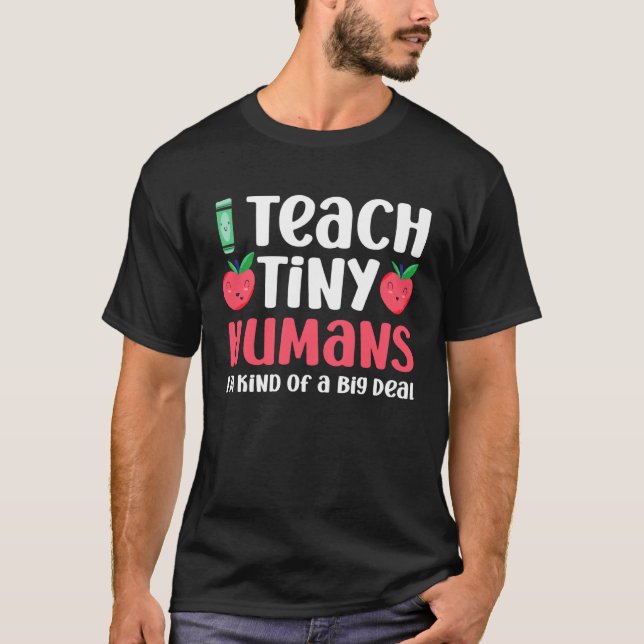 T-shirt Enseignant De Garderie Enseigner Minuscules Humain (Devant)