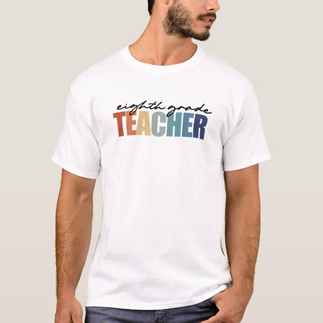 T-shirt Enseignant De Huitième Année De Retour À L'École P (Devant)