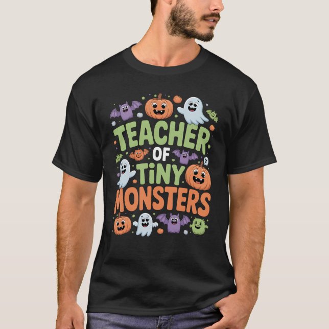 T-shirt Enseignant de l'école d'Halloween Tiny Monsters mi (Devant)