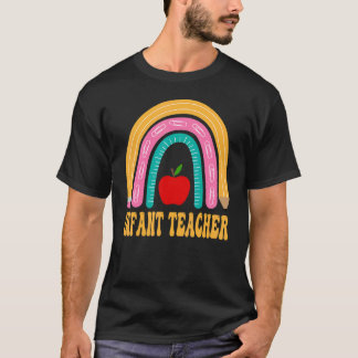 T-shirt Enseignant de Maternelle Crayon Arc-en-Ciel Rentré