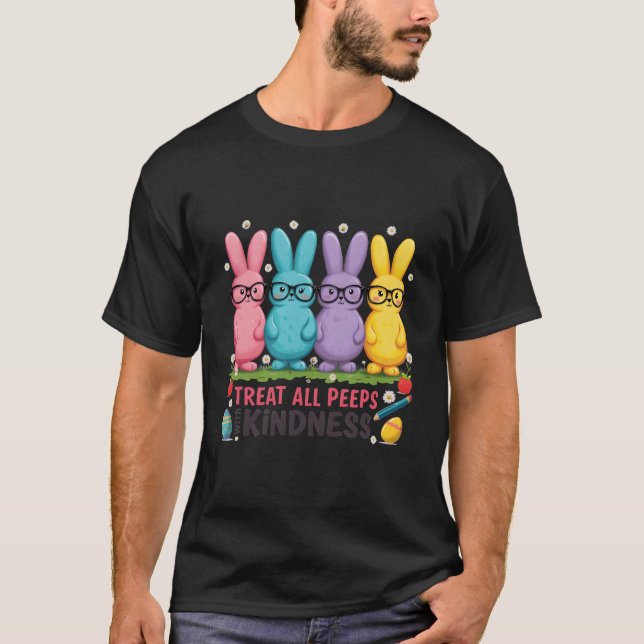 T-shirt enseignant de Pâques | Joli lapin & gentil (Devant)