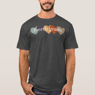 T-shirt Enseignant de quatrième année Cœurs Retour à l'éco