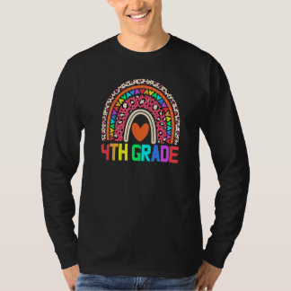T-shirt Enseignant de quatrième année Léopard Arc-en-ciel