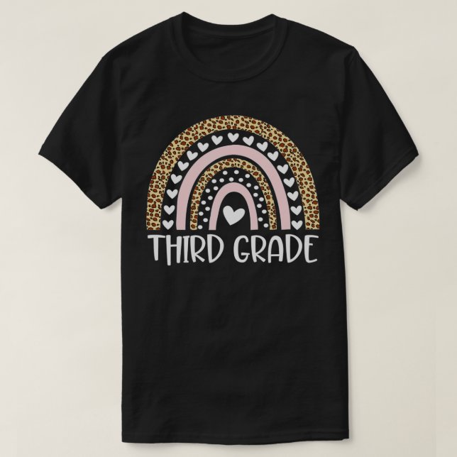 T-shirt Enseignant de troisième année Leopard arc-en-ciel  (Design devant)