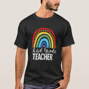 T-shirt Enseignant de troisième année Rainbow Retour à l'é