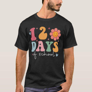 T-shirt Enseignant Enfants Heureux 120 Jours D'école Fleur