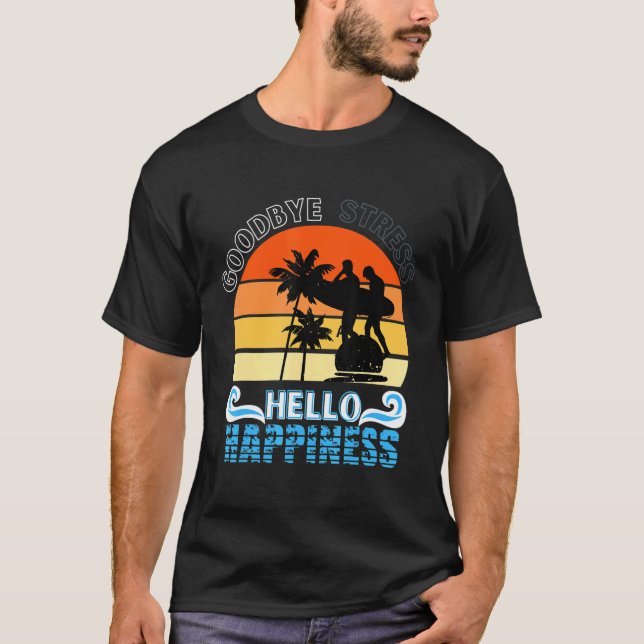 T-shirt Enseignant Été Adieu Stress Bonjour Happiness Fin (Devant)