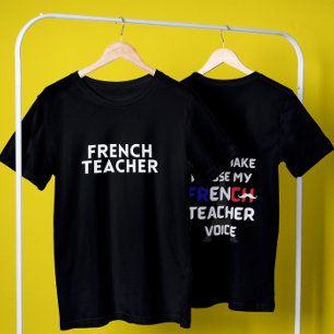 T-shirt Enseignant français amusant texte blanc avant et a