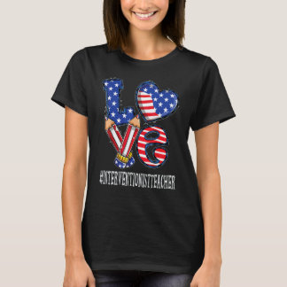 T-shirt Enseignant Interventionniste Amour Drapeau Usa Feu