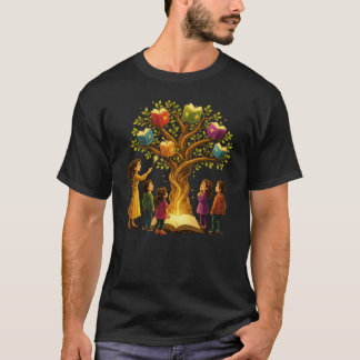 T-shirt Enseignant Magique et Élèves Lisant l'Arbre de l'A