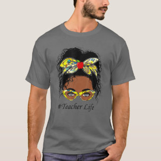 T-shirt Enseignant Messy Bun Femmes Retour À L'École Étudi